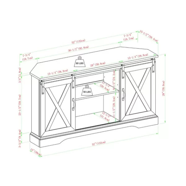 Tv Stands & Media Consoles-Kirkland's Home Sliding Barn Doors Corner Tv Stand Gray