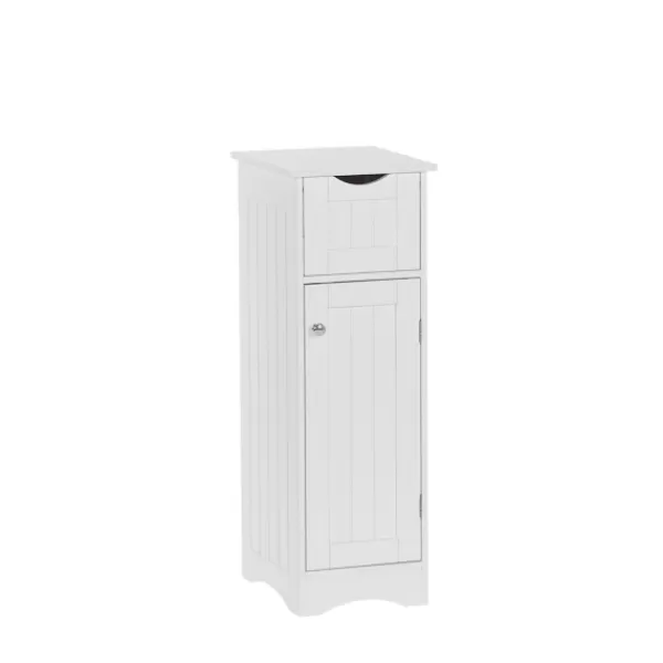 Bathroom Furniture-Kirkland's Home Slim Single Door Cabinet With Drawer White