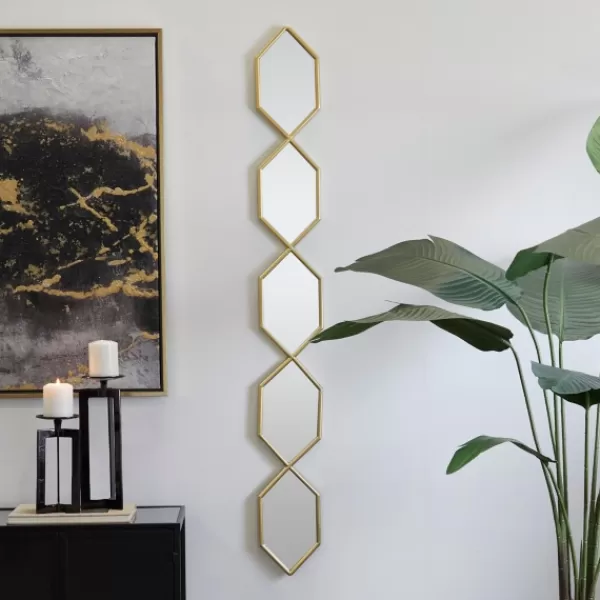 Decorative Mirrors-Kirkland's Home Slim Stacked Hexagons Wall Mirror Gold