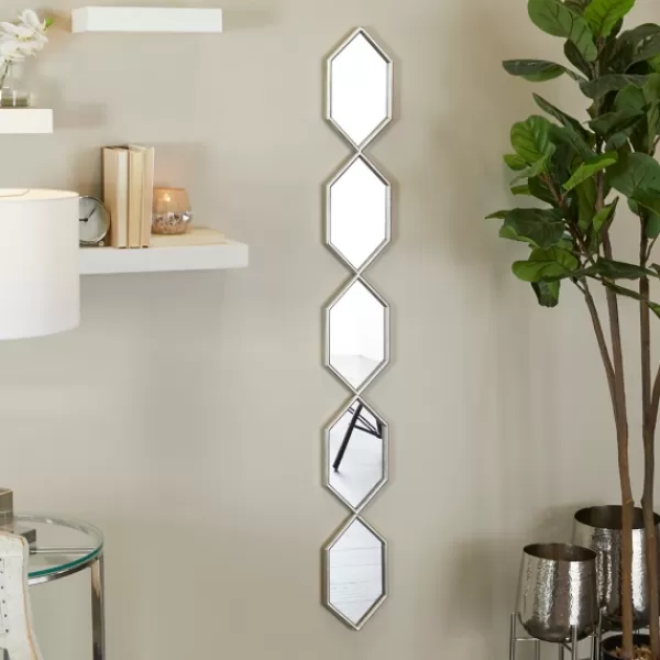 Decorative Mirrors-Kirkland's Home Slim Stacked Hexagons Wall Mirror Silver