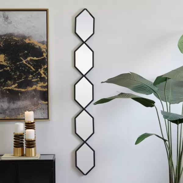 Decorative Mirrors-Kirkland's Home Slim Stacked Hexagons Wall Mirror Black