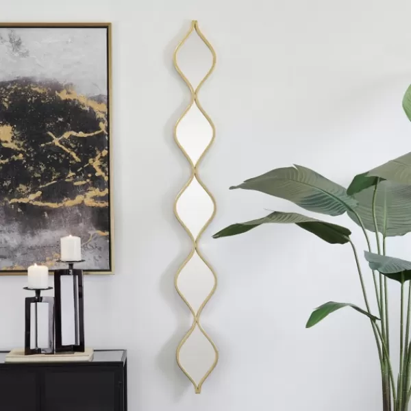 Decorative Mirrors-Kirkland's Home Slim Stacked Teardrops Wall Mirror Gold