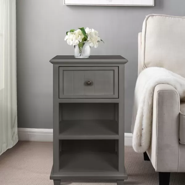 Accent & End Tables-Kirkland's Home Slim Wooden 2-Shelf Side Table Gray