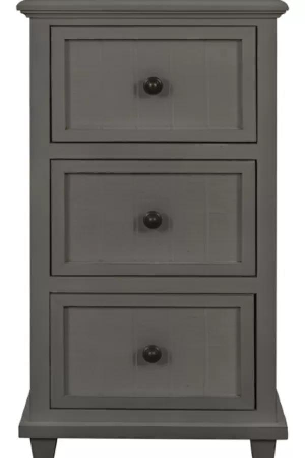 Accent & End Tables-Kirkland's Home Slim Wooden 3-Drawer Side Table Gray