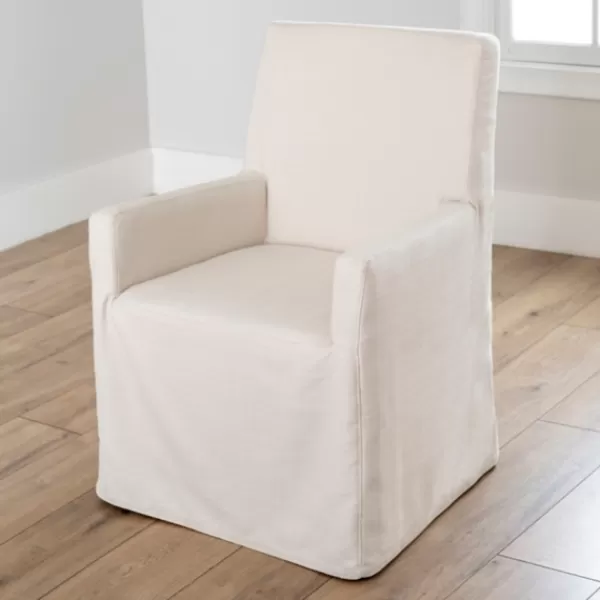 Dining Chairs-Kirkland's Home Slipcover Track Arm Dining Chair Ivory