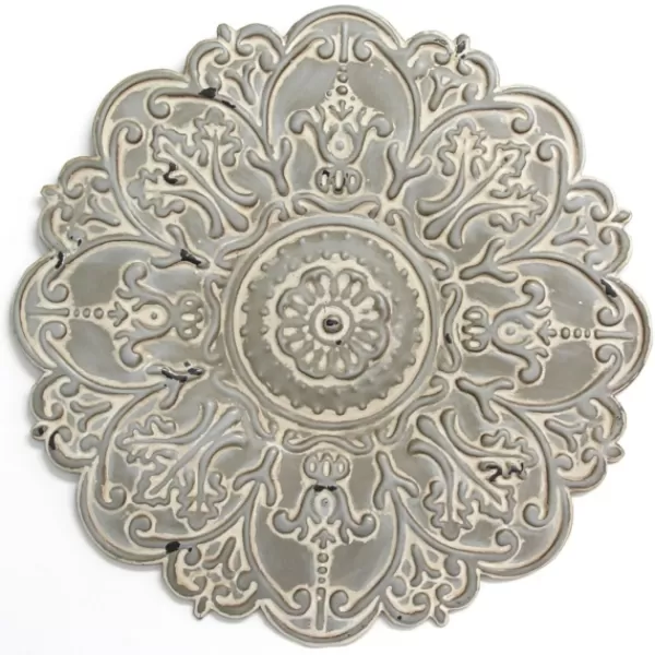 Wall Plaques-Kirkland's Home Small Metal Medallion Wall Plaque Gray