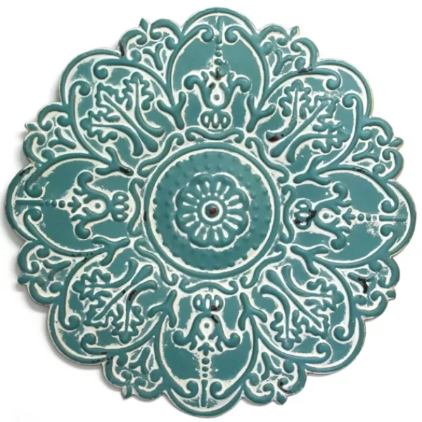 Wall Plaques-Kirkland's Home Small Metal Medallion Wall Plaque Blue