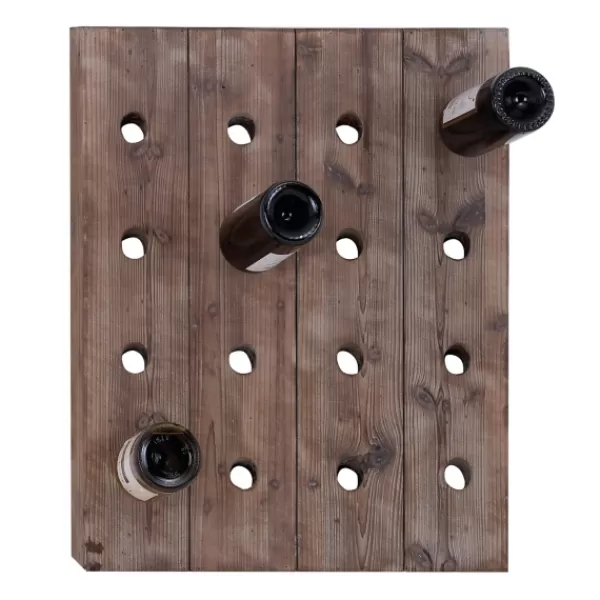 Decorative Accents-Kirkland's Home Small Rustic Barn Wood Wine Bottle Holder Brown