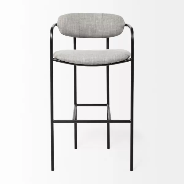 Bar Stools & Counter Height Stools-Kirkland's Home Smoke Arm Rest Upholstered Bar Stool Gray