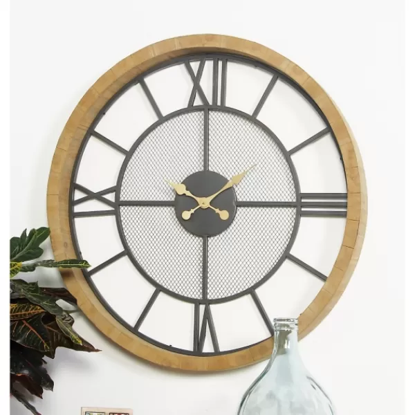 Clocks-Kirkland's Home Smoke Gray Vintage Matte Mesh Wall Clock
