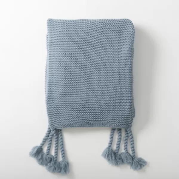 Blankets & Throws-Kirkland's Home Smoke Spring Knit Throw Blanket Blue