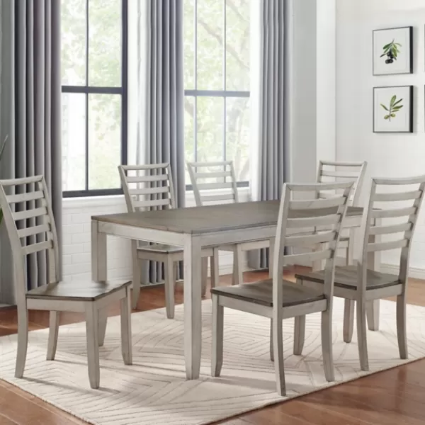 Dining Sets-Kirkland's Home Smoked Alabaster And Honey Wood 7-Pc. Dining Set Ivory/Brown