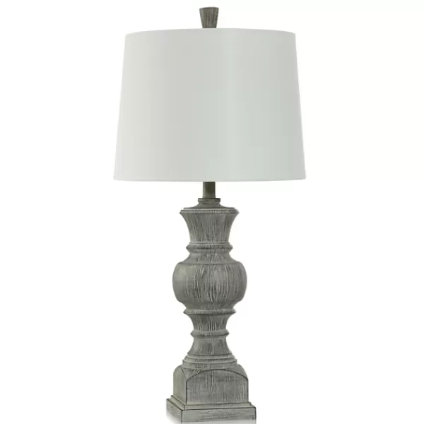 Table Lamps-Kirkland's Home Smokey Slate Gray Baluster Grain Table Lamp White