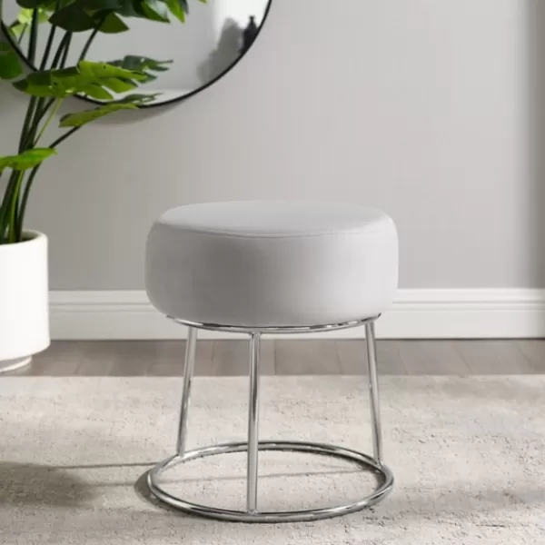 Benches & Ottomans-Kirkland's Home Smokey Velvet Vanity Stool Gray