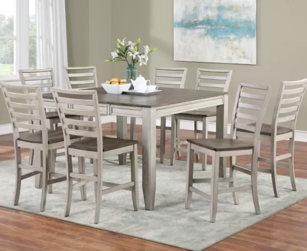 Dining Tables-Kirkland's Home Smoky Alabaster Wooden 9-Pc. Dining Set Gray/Brown