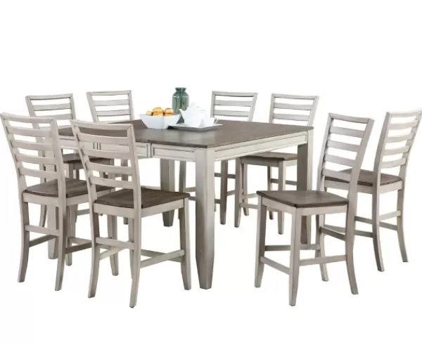 Dining Tables-Kirkland's Home Smoky Alabaster Wooden 9-Pc. Dining Set Gray/Brown