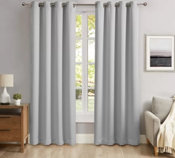 Curtains & Drapes-Kirkland's Home Smoky Blackout Curtain Panel Set, 108 In. Gray