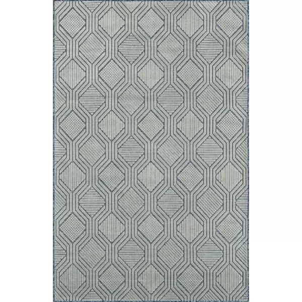 Outdoor Rugs-Kirkland's Home Smoky Blue Geometric Indoor/Outdoor Area Rug, 5X7 Gray/Blue