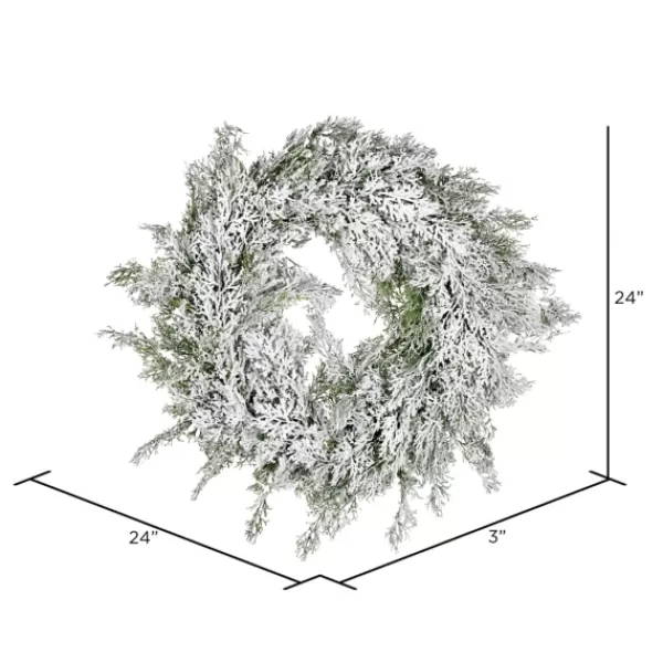 Wreaths-Kirkland's Home Snowy Cedar Wreath Green/White