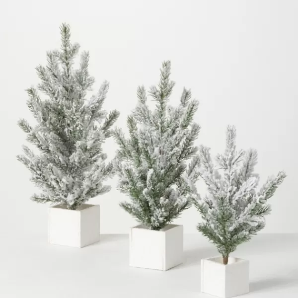 Arrangements & Greenery-Kirkland's Home Snowy Pine White Potted Christmas Trees, Set Of 3 Green/White