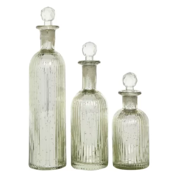 Vases-Kirkland's Home Soda Lime Glass Bottle Vases, Set Of 3 Silver