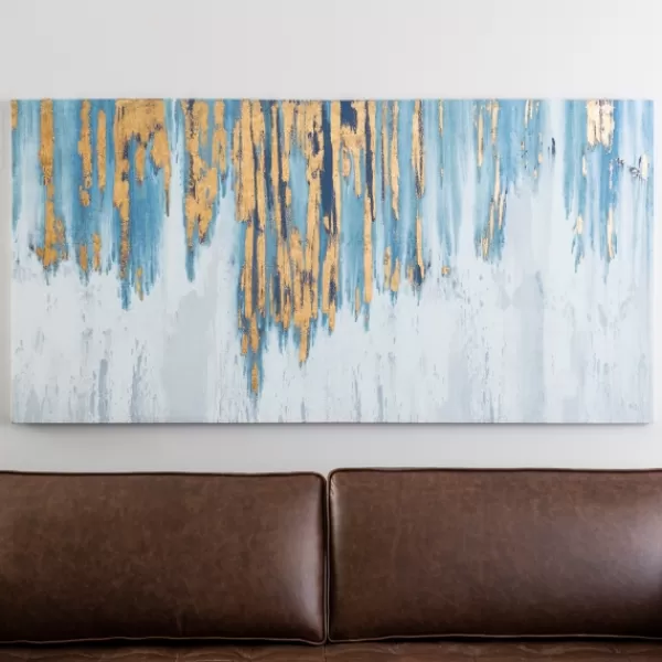 Canvas Art-Kirkland's Home Sodalite Drips Canvas Art Print, 60X30 In. Blue/Gold