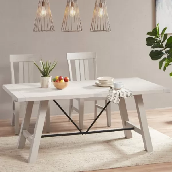 Dining Tables-Kirkland's Home Sofia Wooden Dining Table With Metal Bars White