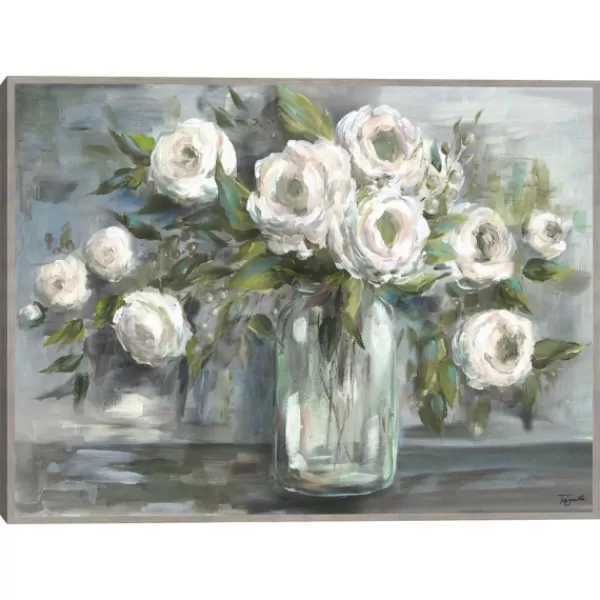 Framed Art-Kirkland's Home Soft Blooms Still Life Framed Wall Art White/Green/Gray