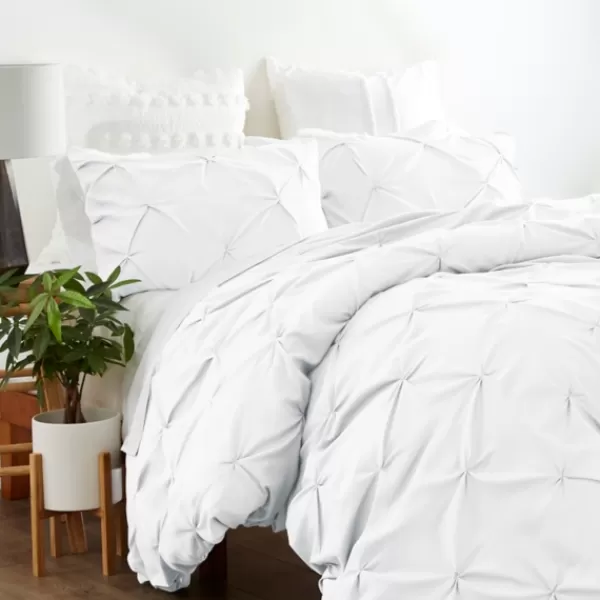 Duvets-Kirkland's Home Soft Pinched 3-Pc. Twin Duvet Cover Set White