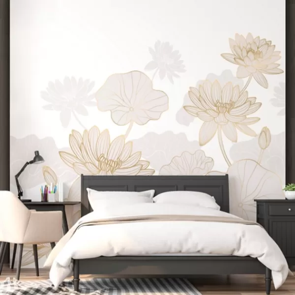 Wall Murals & Wall Decals-Kirkland's Home Soft Pink Floral Peel And Stick Wall Mural Pink/Gold