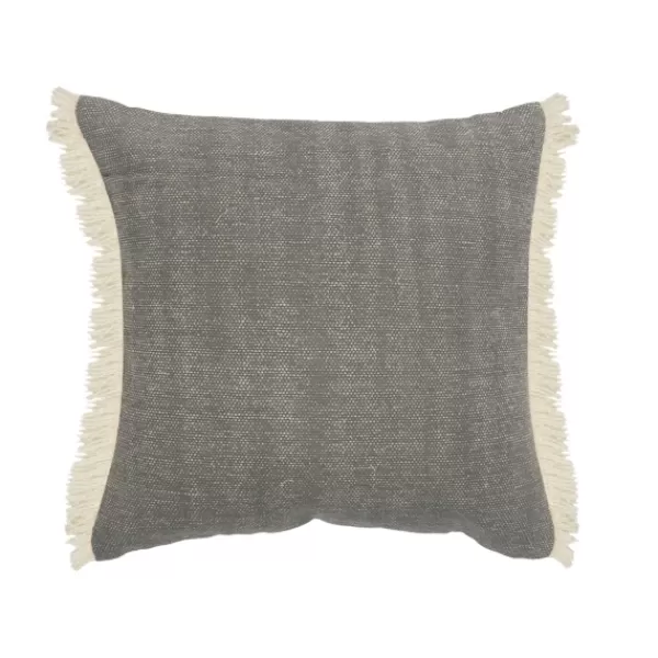 Pillows-Kirkland's Home Solid Accent Pillow With Fringe Gray