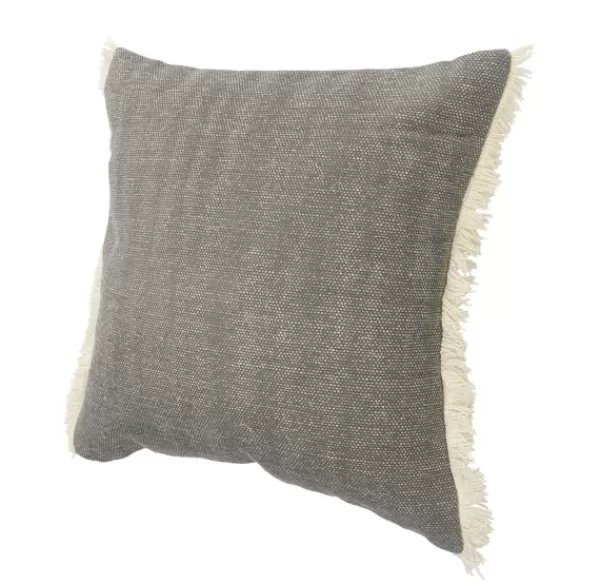 Pillows-Kirkland's Home Solid Accent Pillow With Fringe Gray