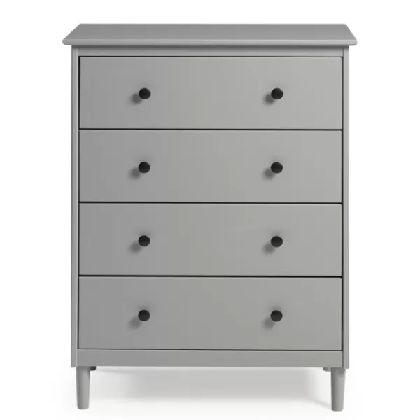 Dressers & Chests-Kirkland's Home Solid Pine Wood 4-Drawer Dresser Gray