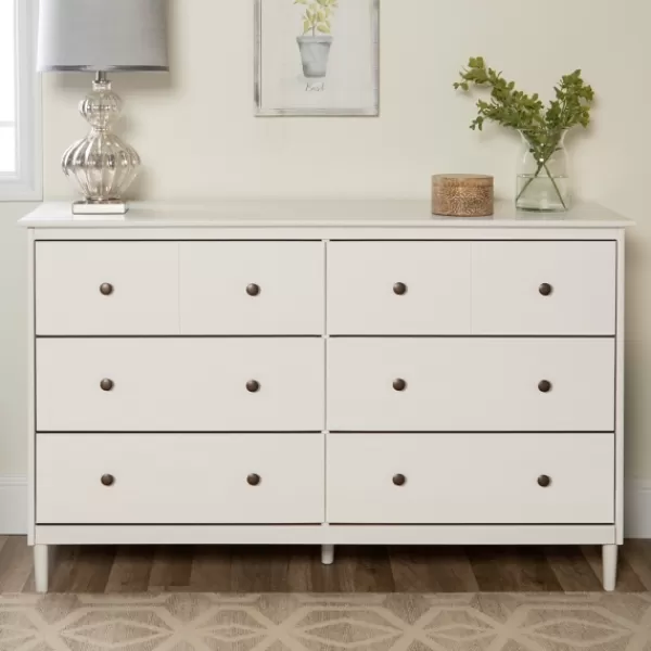 Dressers & Chests-Kirkland's Home Solid Wood 6-Drawer Dresser White