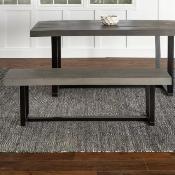 Dining Chairs-Kirkland's Home Solid Wood Two-Tone Dining Bench Gray