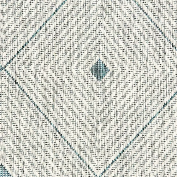 Outdoor Rugs-Kirkland's Home Solitaire Sun Shower Outdoor Area Rug, 5X8 Blue/Ivory