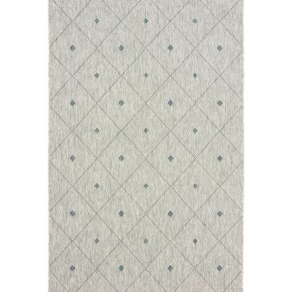 Outdoor Rugs-Kirkland's Home Solitaire Sun Shower Outdoor Area Rug, 7X9 Blue/Ivory