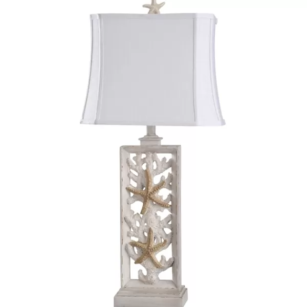 Table Lamps-Kirkland's Home South Haven Stacked Starfish Table Lamp White