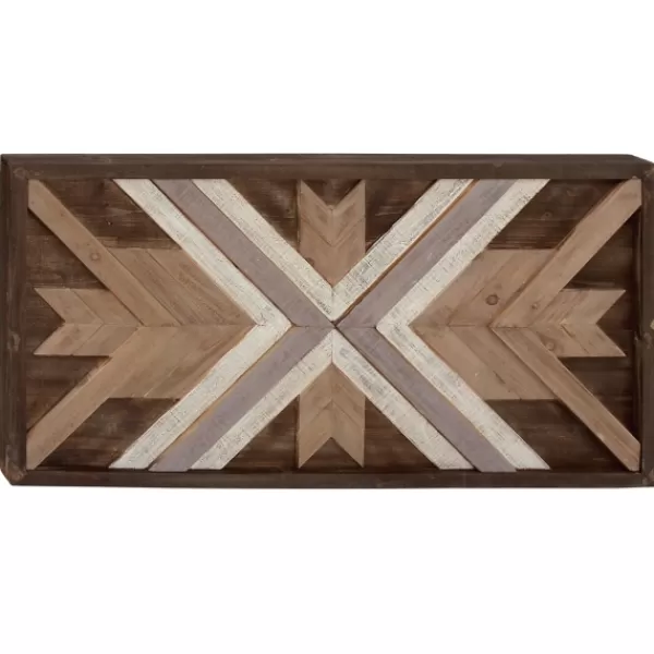 Wall Plaques-Kirkland's Home Southwestern Chevron Wood Wall Plaque Brown