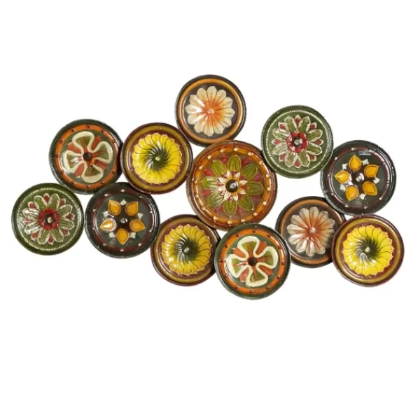 Wall Plaques-Kirkland's Home Southwestern Floral Ceramic Plates Wall Plaque Yellow/Orange/Green