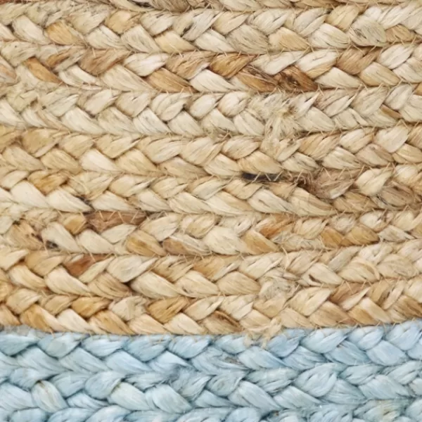 Baskets & Boxes-Kirkland's Home Spa Blue And Tan Woven Basket With Tassel, 17 In. Blue/Tan