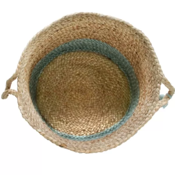 Baskets & Boxes-Kirkland's Home Spa Blue And Tan Woven Basket With Tassel, 17 In. Blue/Tan