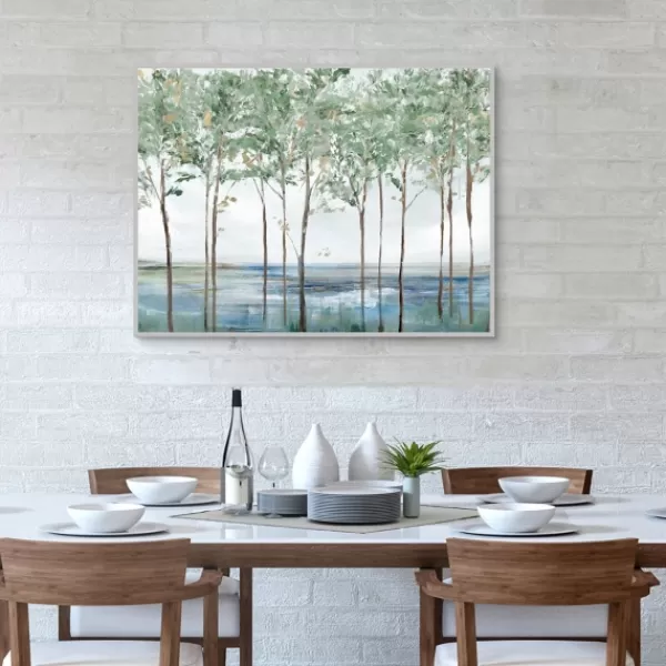 Framed Art-Kirkland's Home Sparse Forest Peak Framed Wall Art Blue/Brown/White