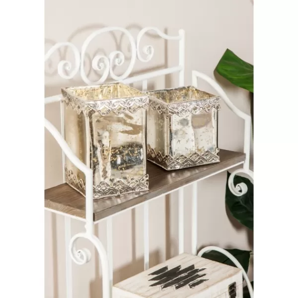 Candle Holders-Kirkland's Home Speckled 2-Pc. Candle Holder Set Silver