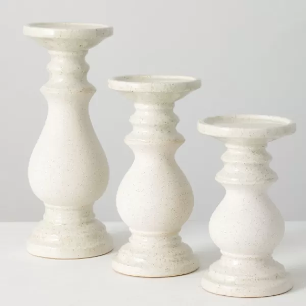 Candle Holders-Kirkland's Home Speckled Ceramic Candle Holders, Set Of 3 White