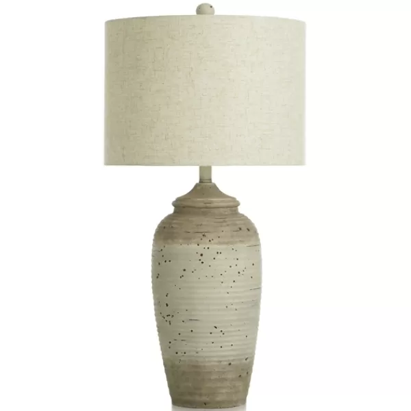 Table Lamps-Kirkland's Home Speckled Cream Two-Tone Ridge Table Lamp Tan