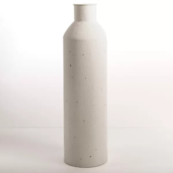 Vases-Kirkland's Home Speckled Metal Floor Vase, 28 In. White