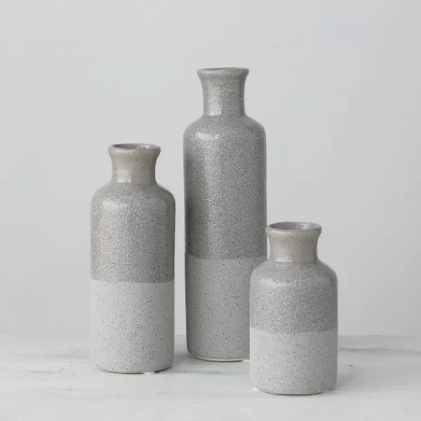 Vases-Kirkland's Home Speckled Vases, Set Of 3 Gray