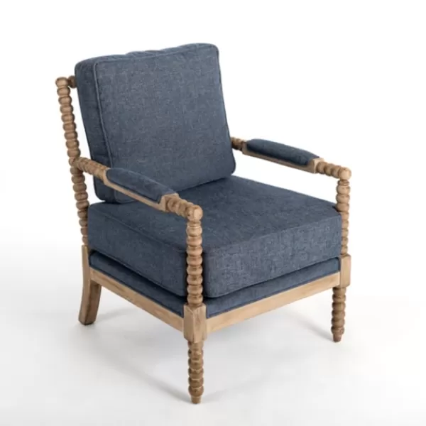 Accent Chairs-Kirkland's Home Spencer Spindle Armchair Blue