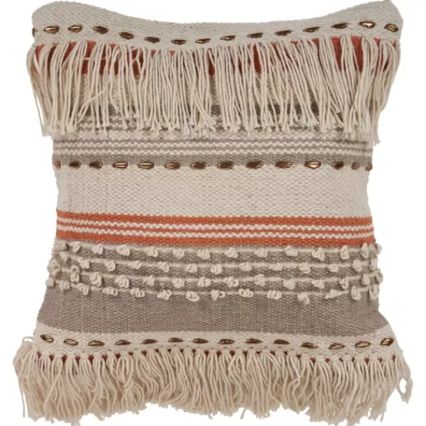 Pillows-Kirkland's Home Spice And Natural Chic Fringe Pillow Orange/Tan